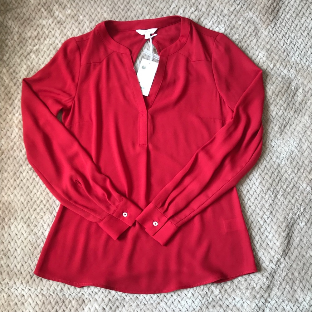 Red chiffon long sleeves